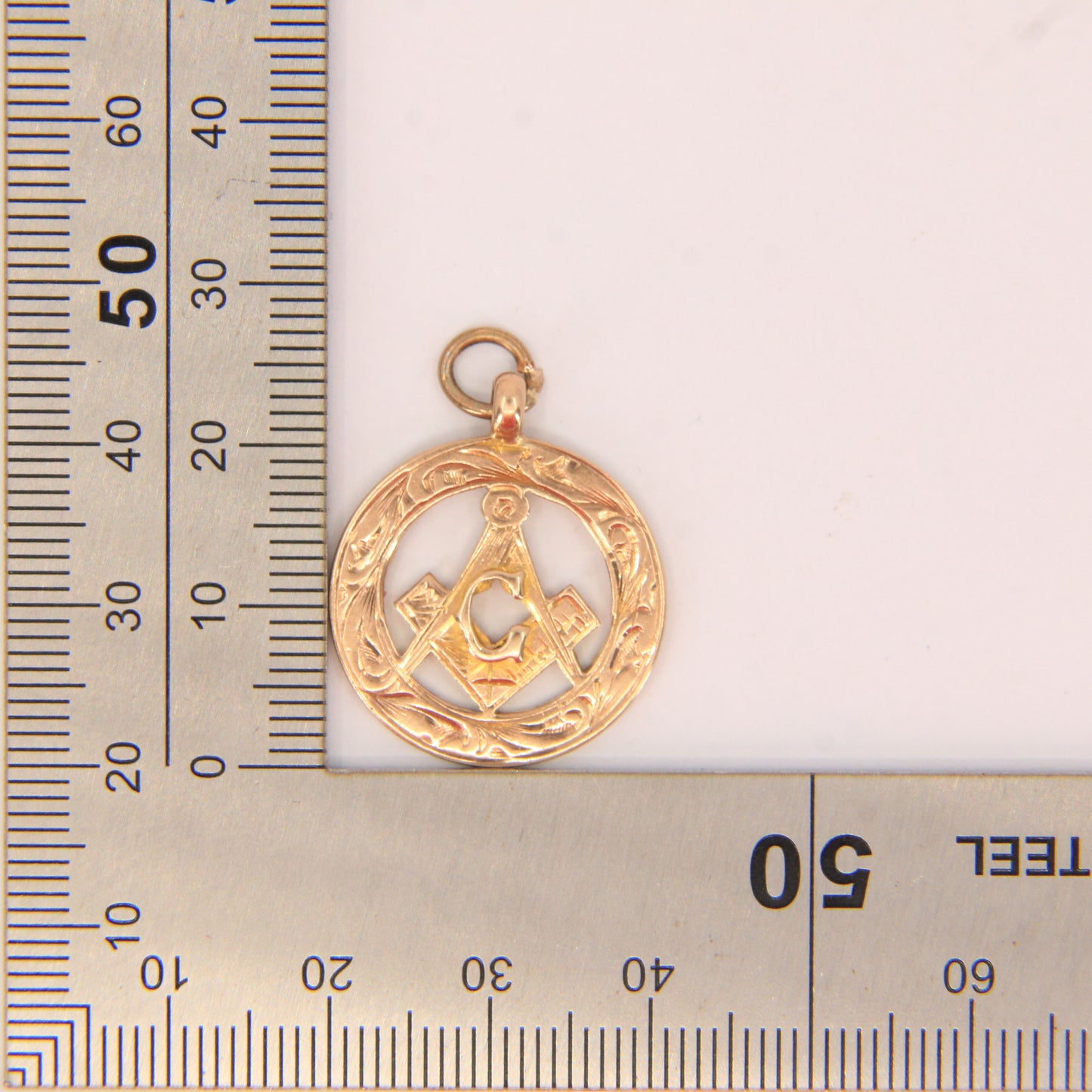 Vintage 9ct Gold Hallmarked Masonic Pendant Compass Ruler G Emblem Freemason