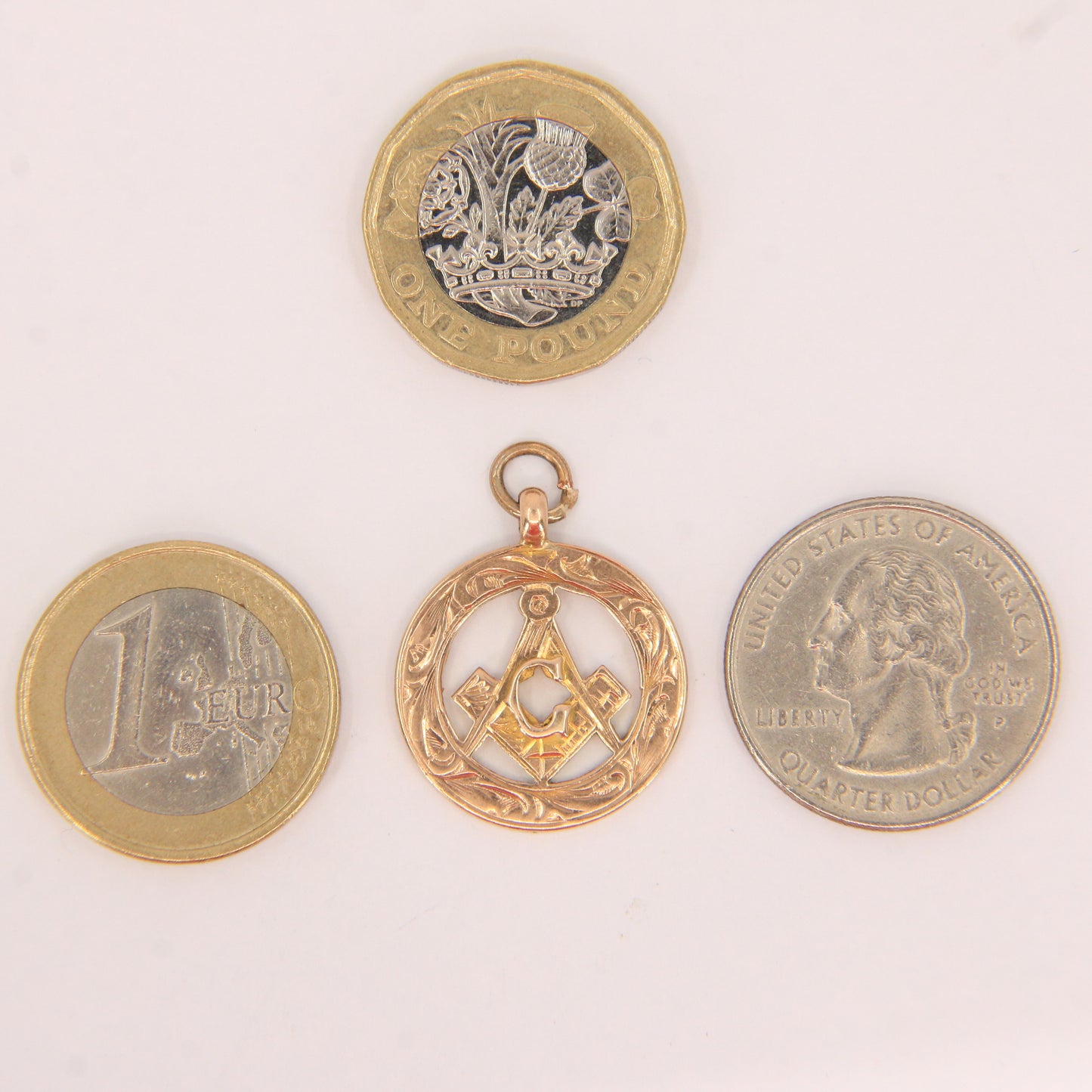 Vintage 9ct Gold Hallmarked Masonic Pendant Compass Ruler G Emblem Freemason