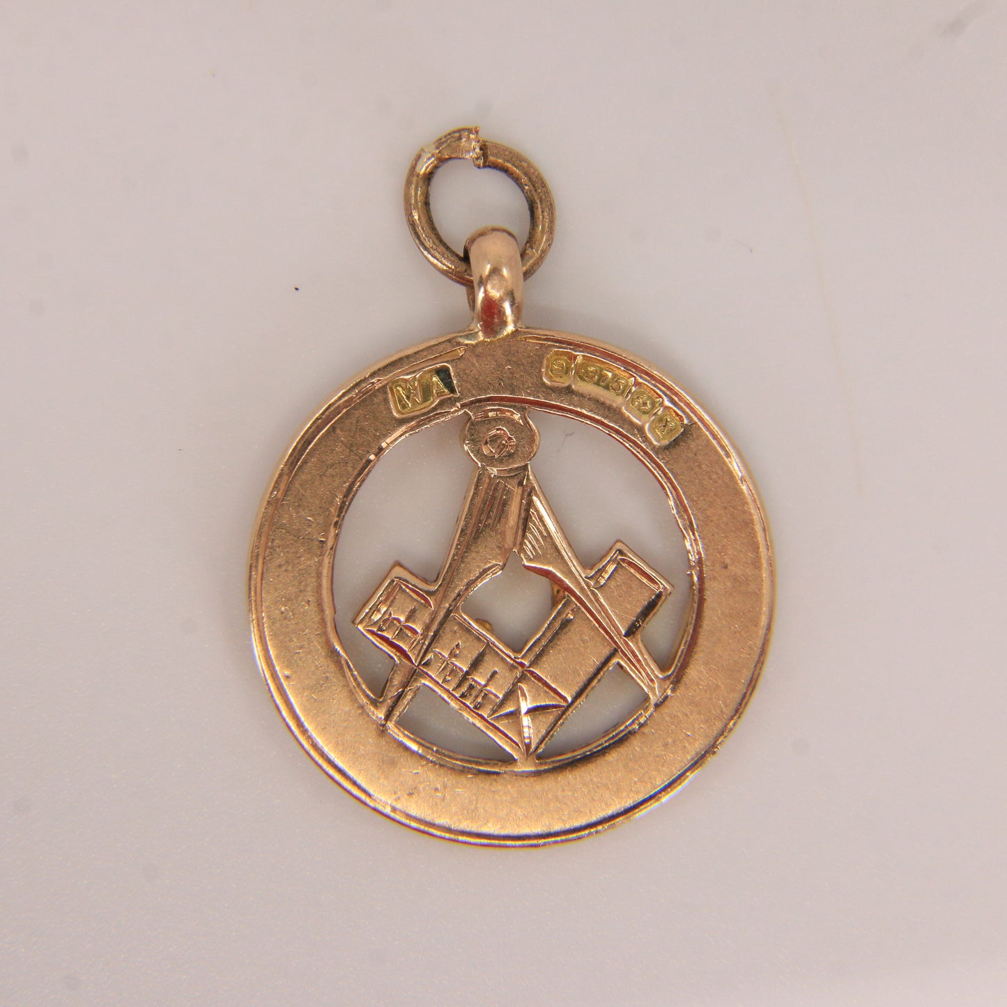 Vintage 9ct Gold Hallmarked Masonic Pendant Compass Ruler G Emblem Freemason