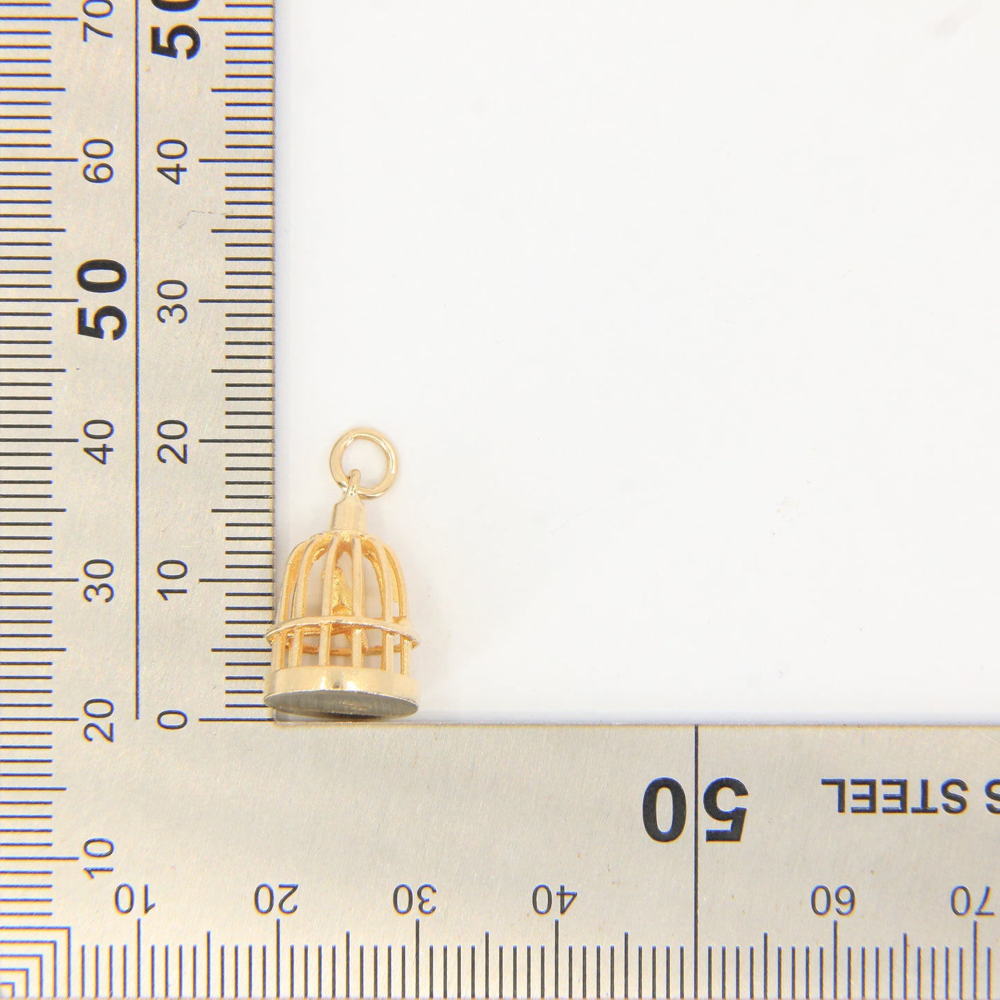 Vintage 9ct Gold Hallmarked Bird Cage Charm Pendant