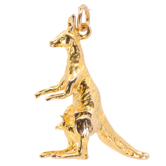 Vintage 9ct Hallmarked Yellow Gold Kangaroo Pendant Charm Australian Animal Gift