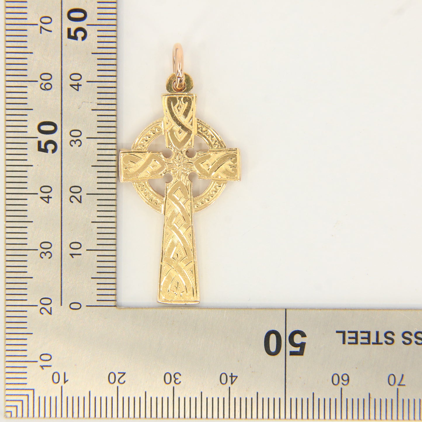 Antique 9ct Gold Hallmarked Celtic Cross Pendant 1915 Engraved