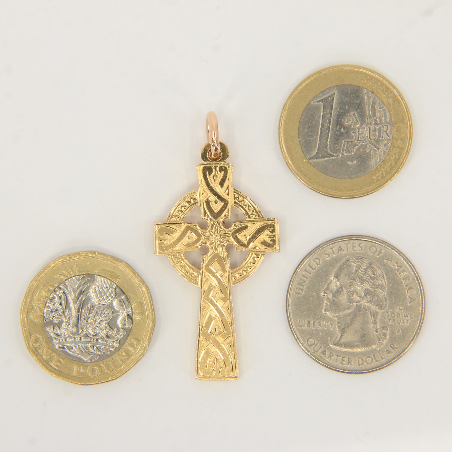 Antique 9ct Gold Hallmarked Celtic Cross Pendant 1915 Engraved