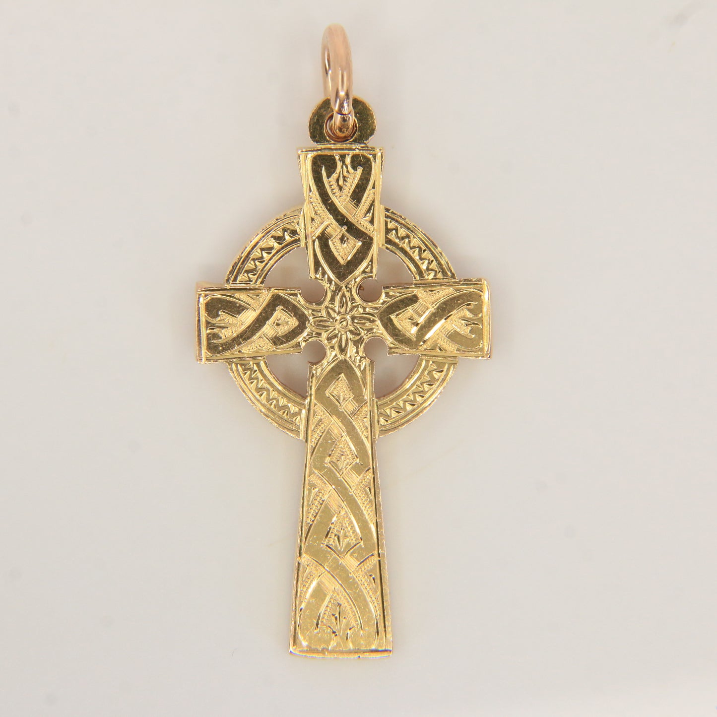Antique 9ct Gold Hallmarked Celtic Cross Pendant 1915 Engraved