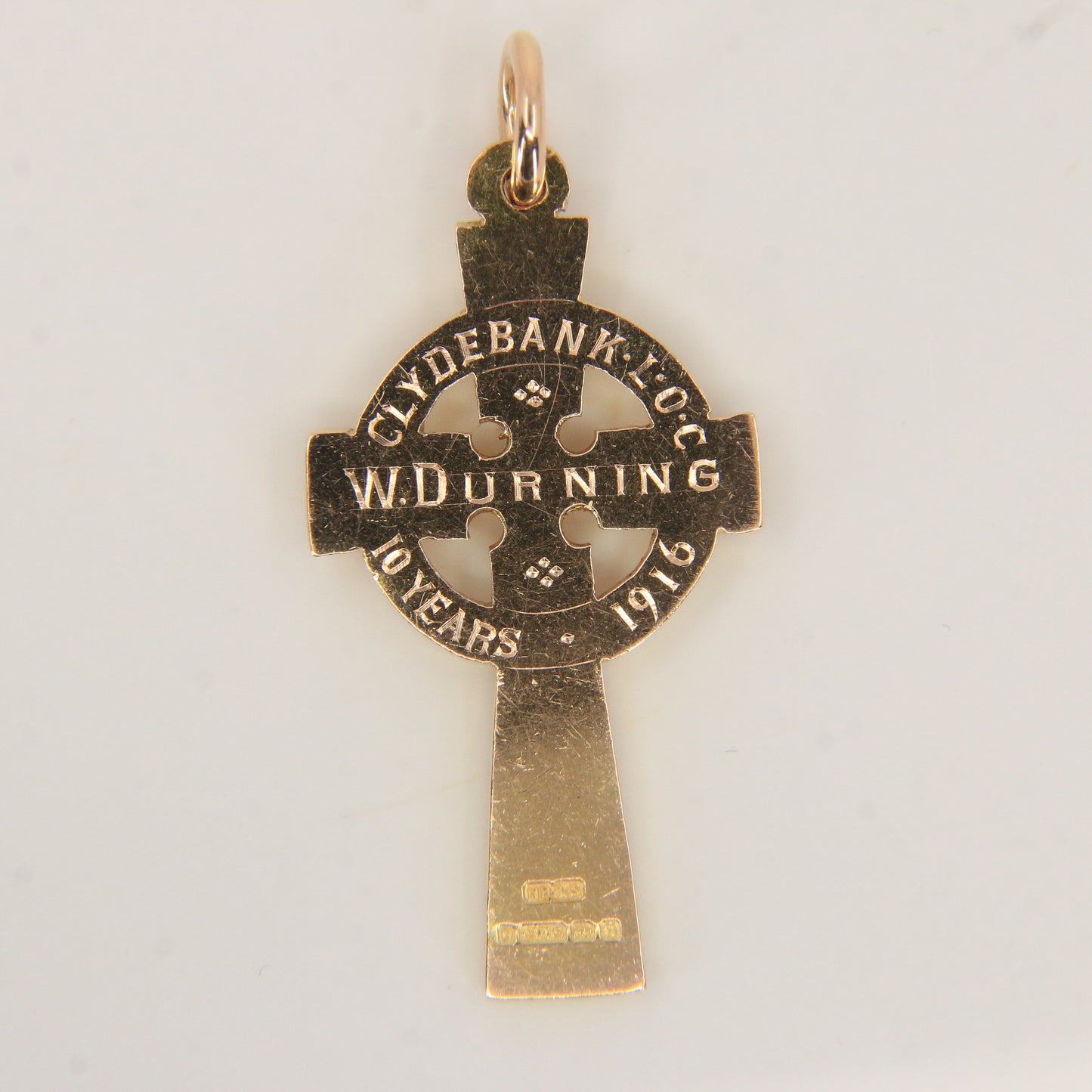 Antique 9ct Gold Hallmarked Celtic Cross Pendant 1915 Engraved