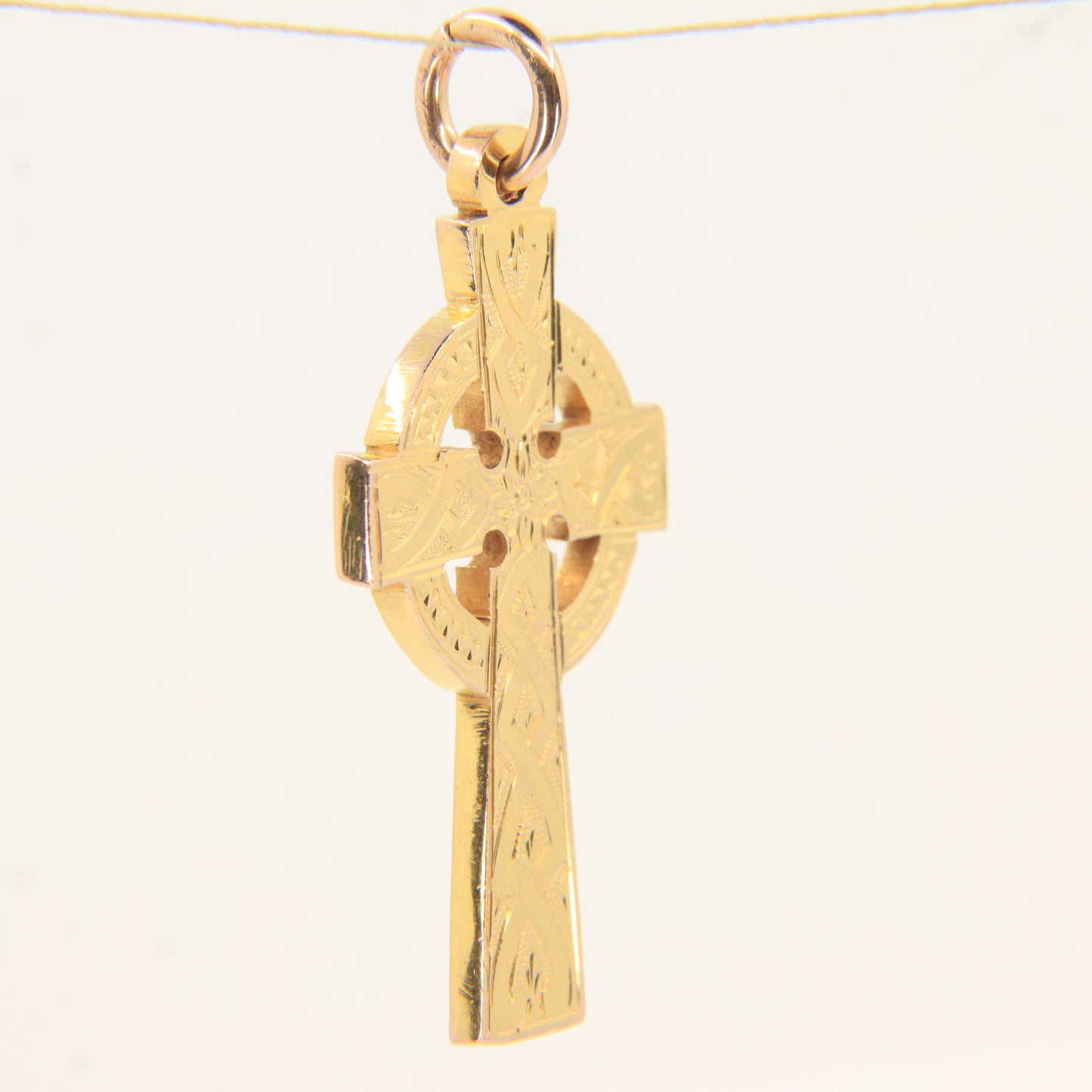 Antique 9ct Gold Hallmarked Celtic Cross Pendant 1915 Engraved
