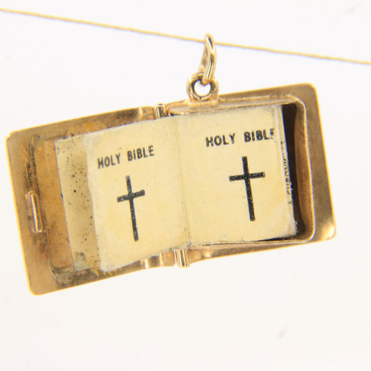 Vintage 9ct Hallmarked Gold Holy Bible Charm Locket Religious Pendant