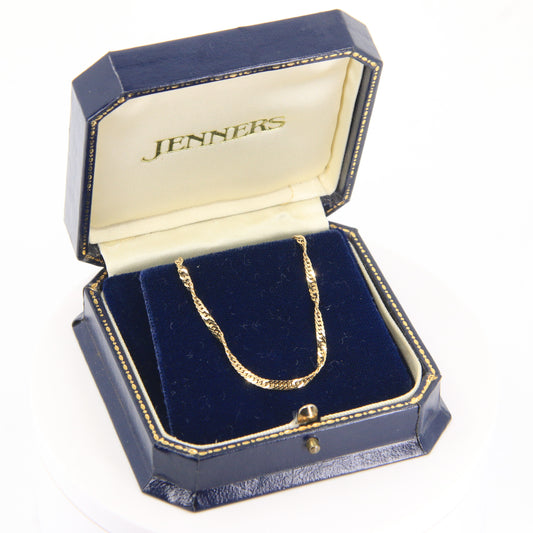 Vintage 9ct Hallmarked Gold Singapore Chain Necklace 18 Inch 2.1mm Boxed