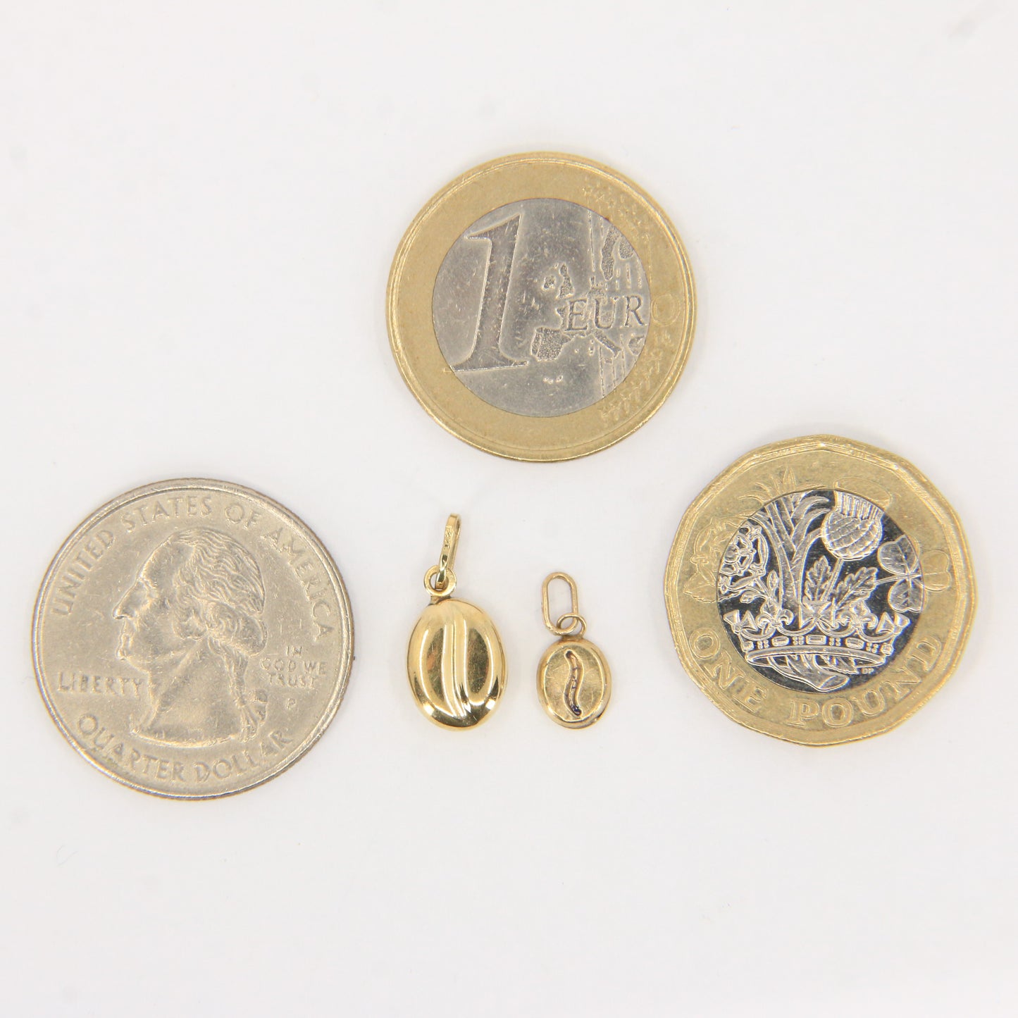 Vintage 9ct Gold Coffee Bean Charm Set | Two Pendant Gift Bundle