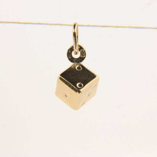 Vintage 9ct Gold Dice Charm Pendant UNOAERRE Italy Lucky Gift