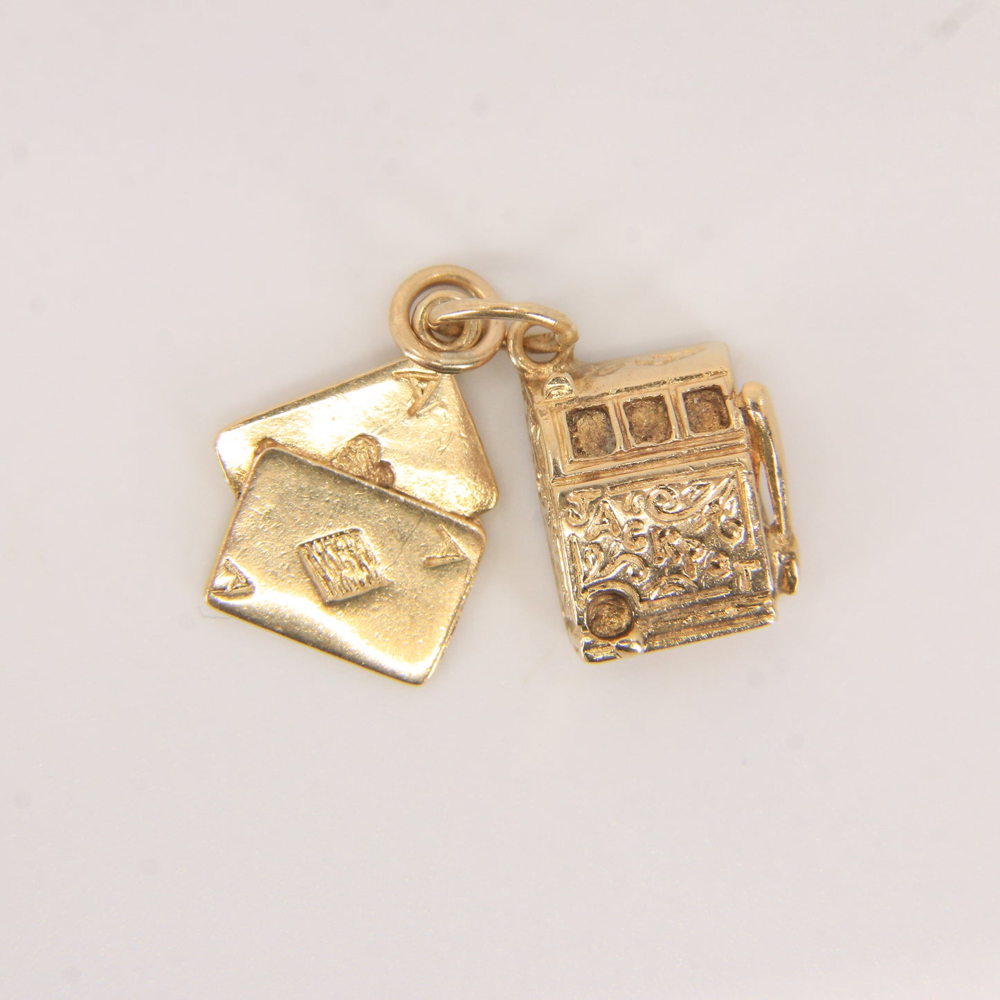 Vintage 9ct Gold Casino Charm Set Hallmarked Slot Machine & Pocket Rockets
