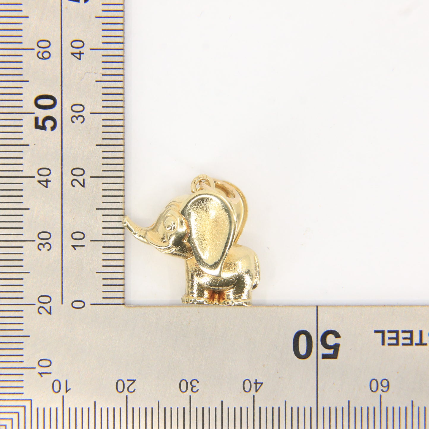 Vintage 9ct Gold Hallmarked Elephant Charm Pendant Trunk Up