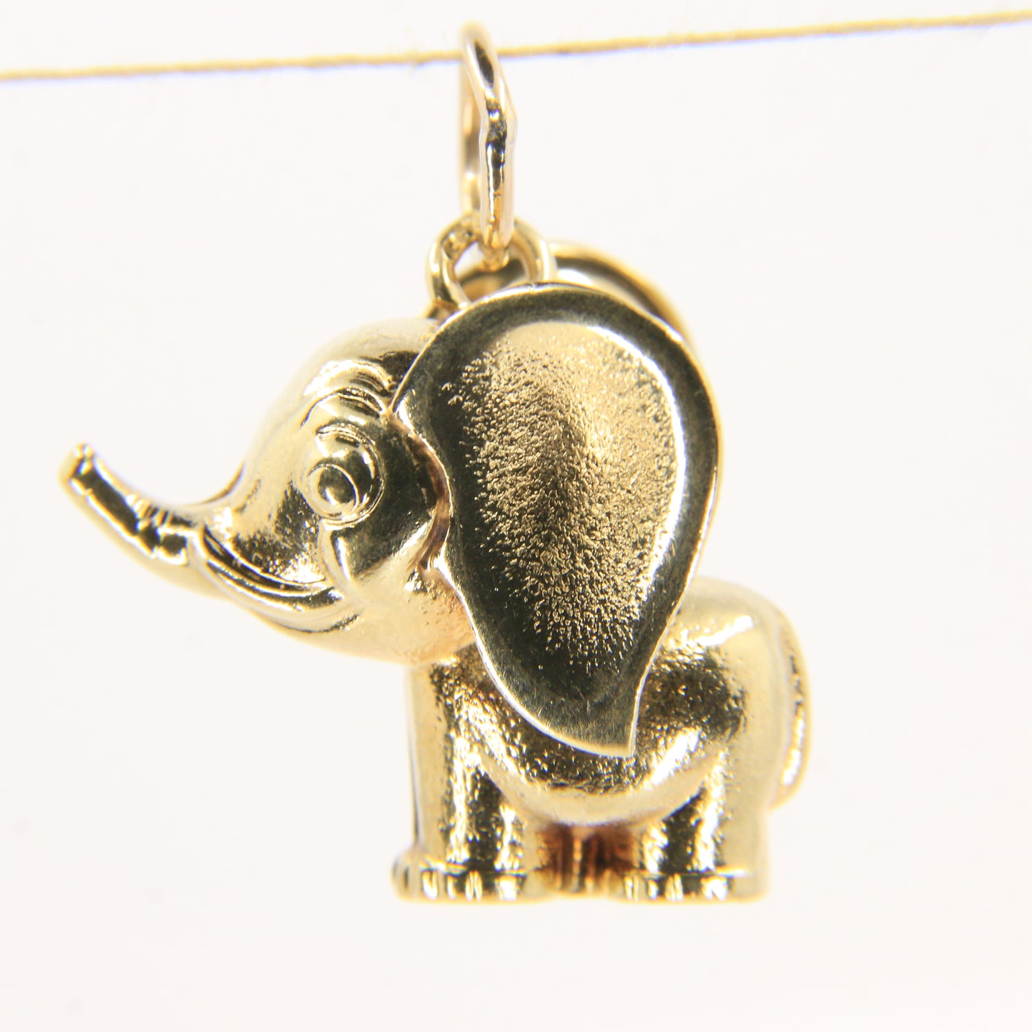 Vintage 9ct Gold Hallmarked Elephant Charm Pendant Trunk Up