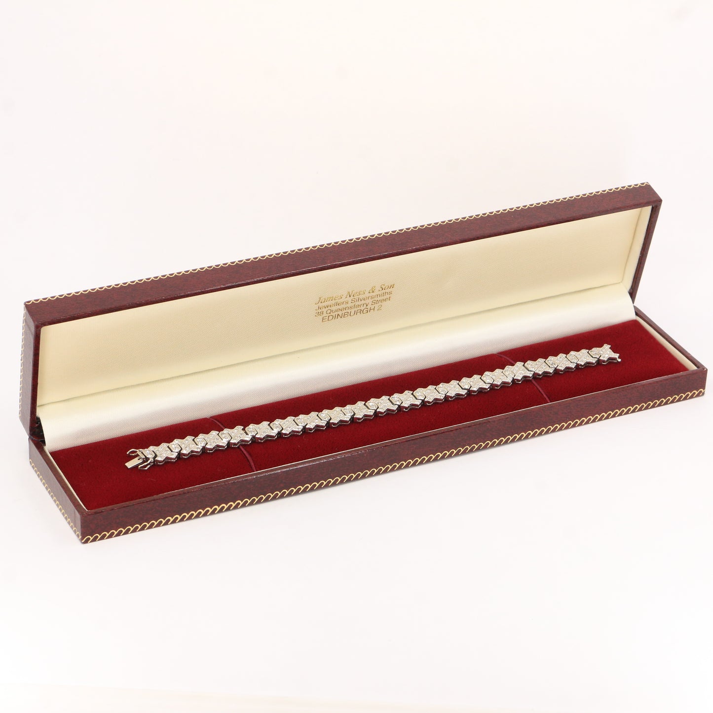 Vintage 18ct White Gold 2ct Diamond Bracelet 7.5" Hallmarked Gift Boxed