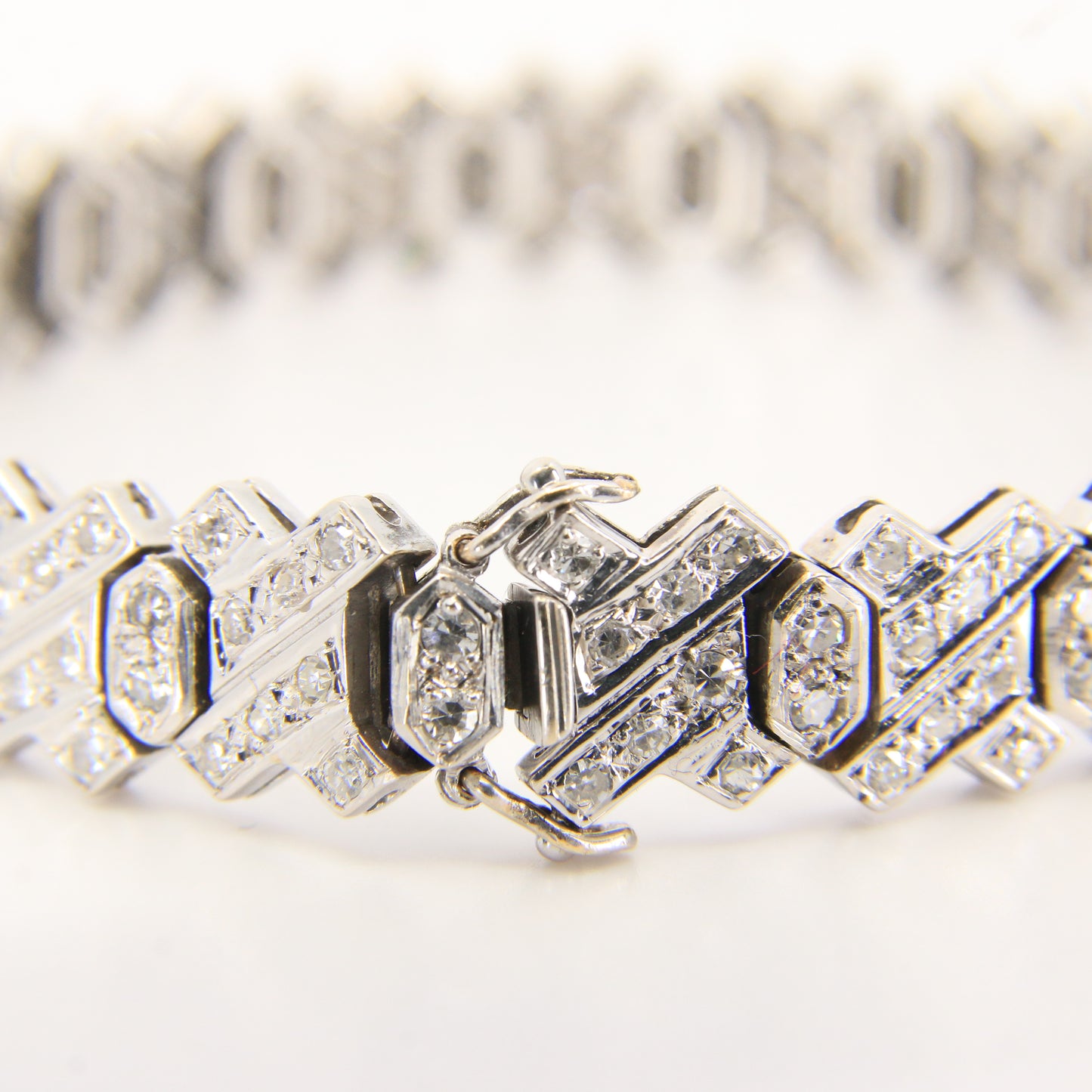 Vintage 18ct White Gold 2ct Diamond Bracelet 7.5" Hallmarked Gift Boxed