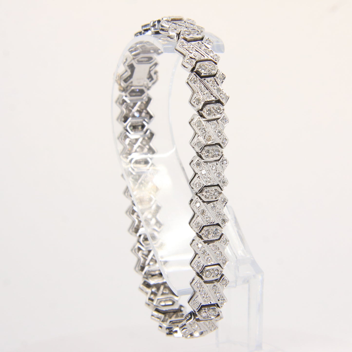 Vintage 18ct White Gold 2ct Diamond Bracelet 7.5" Hallmarked Gift Boxed