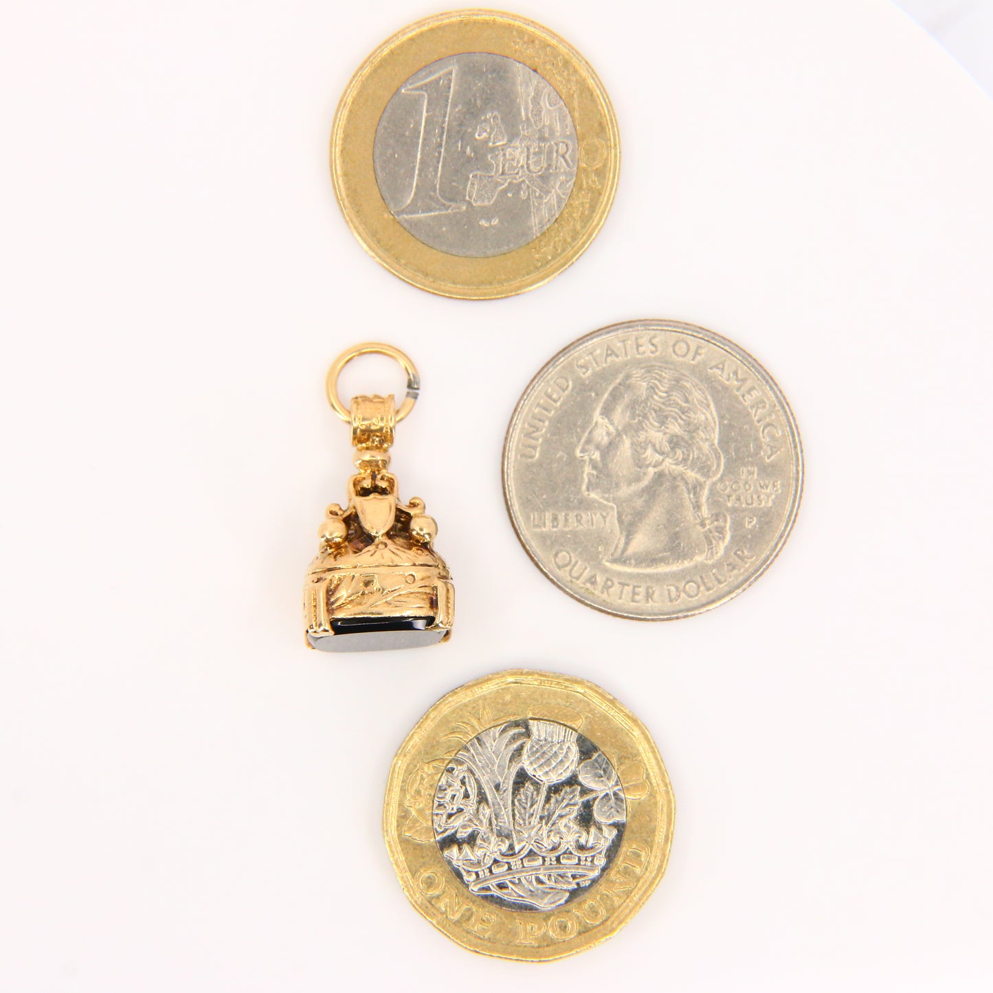 Vintage 9ct Gold Onyx Pendant – Hallmarked Drop Fob Charm Gift