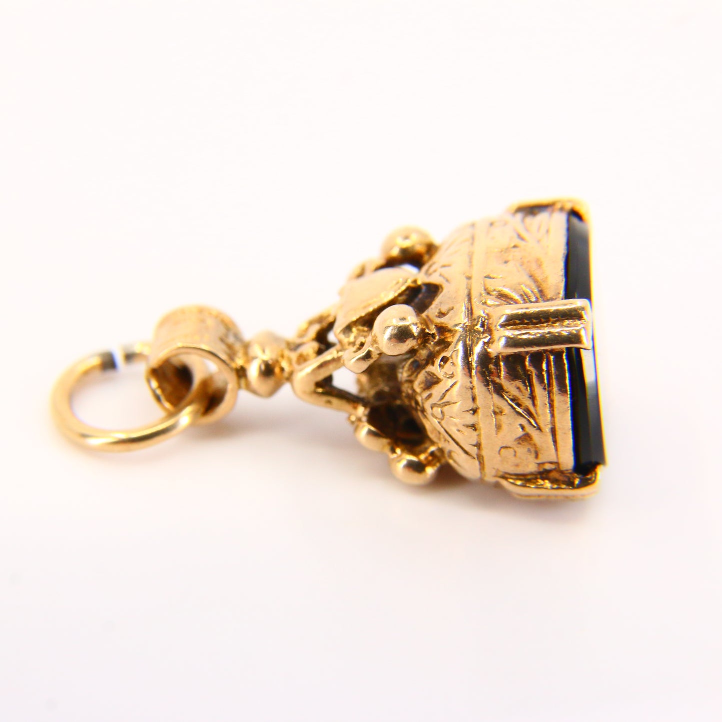 Vintage 9ct Gold Onyx Pendant – Hallmarked Drop Fob Charm Gift