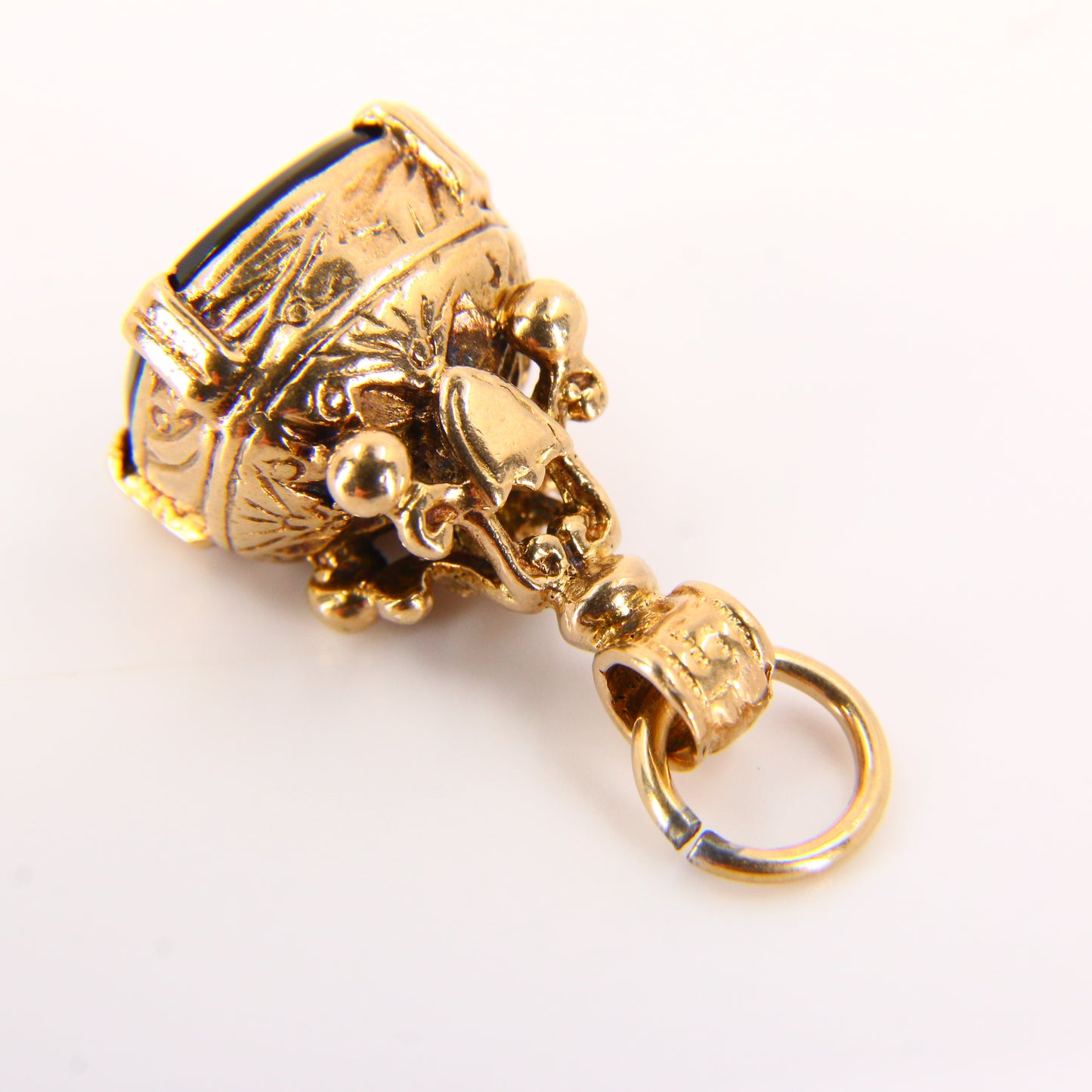 Vintage 9ct Gold Onyx Pendant – Hallmarked Drop Fob Charm Gift