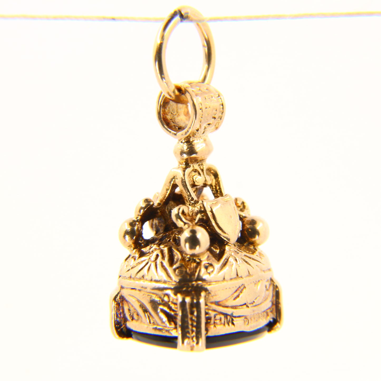 Vintage 9ct Gold Onyx Pendant – Hallmarked Drop Fob Charm Gift