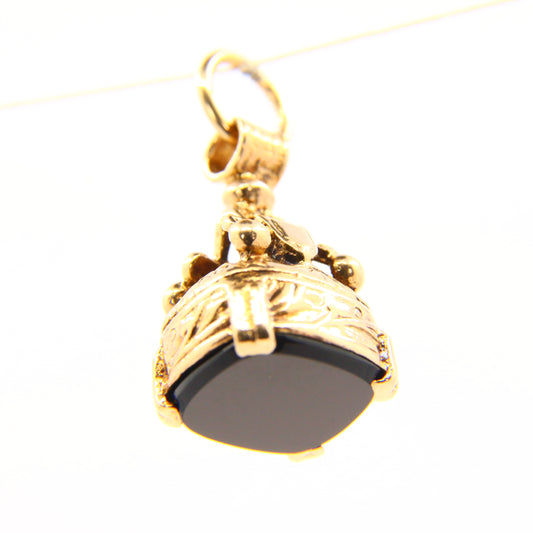 Vintage 9ct Gold Onyx Pendant – Hallmarked Drop Fob Charm Gift