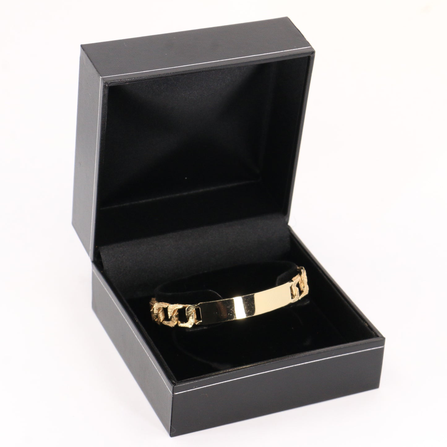 Vintage 9ct Gold I.D. Bracelet 8" Hallmarked Textured Links Heavy Gents