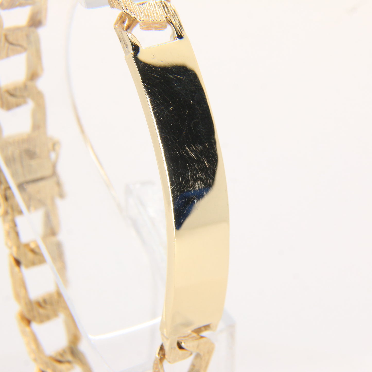 Vintage 9ct Gold I.D. Bracelet 8" Hallmarked Textured Links Heavy Gents