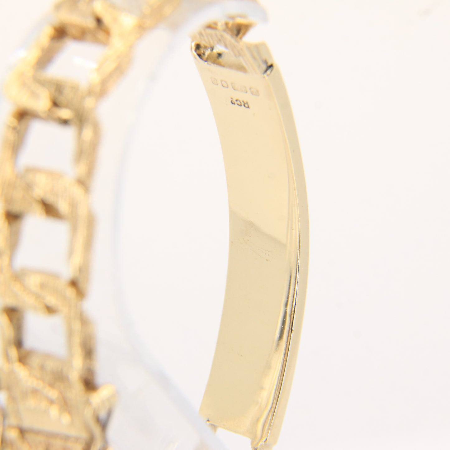 Vintage 9ct Gold I.D. Bracelet 8" Hallmarked Textured Links Heavy Gents