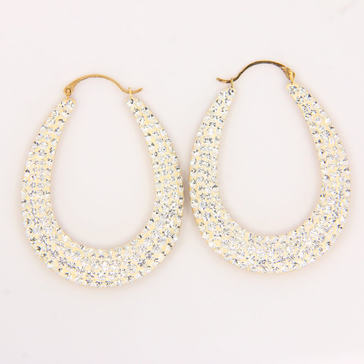 Vintage 9ct Gem Studded Creole Hoop Earrings 9 Carat Yellow Gold Boxed