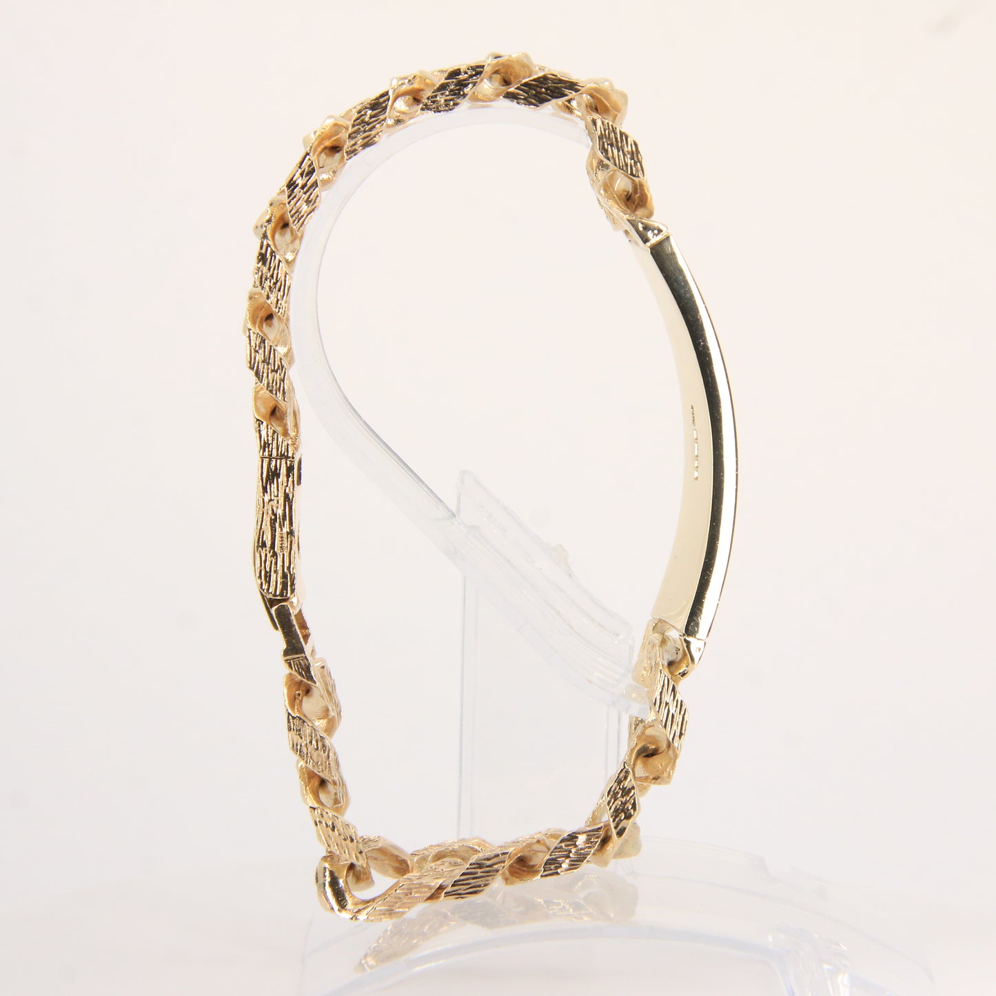 Vintage 9ct Gold ID Bracelet 8.25" Hallmarked Textured Curb Box Clasp Gift