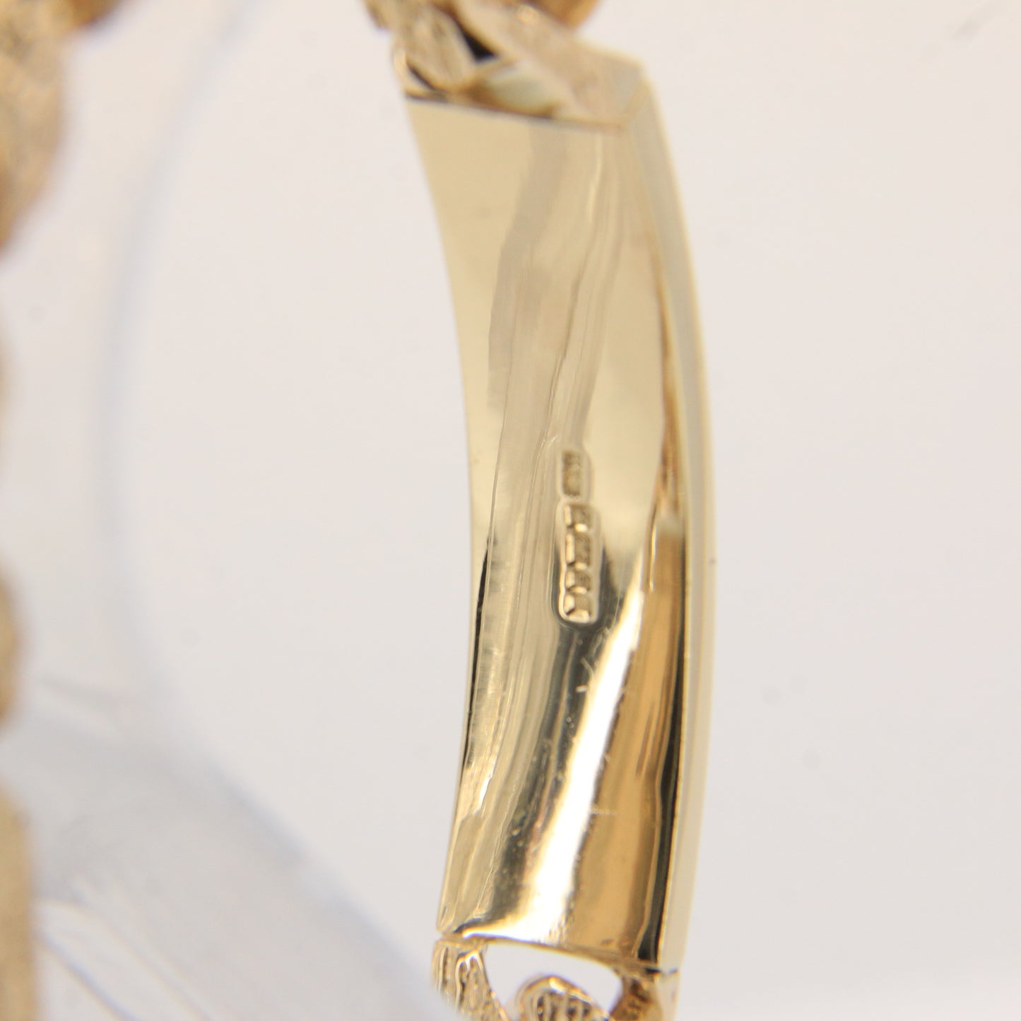 Vintage 9ct Gold ID Bracelet 8.25" Hallmarked Textured Curb Box Clasp Gift