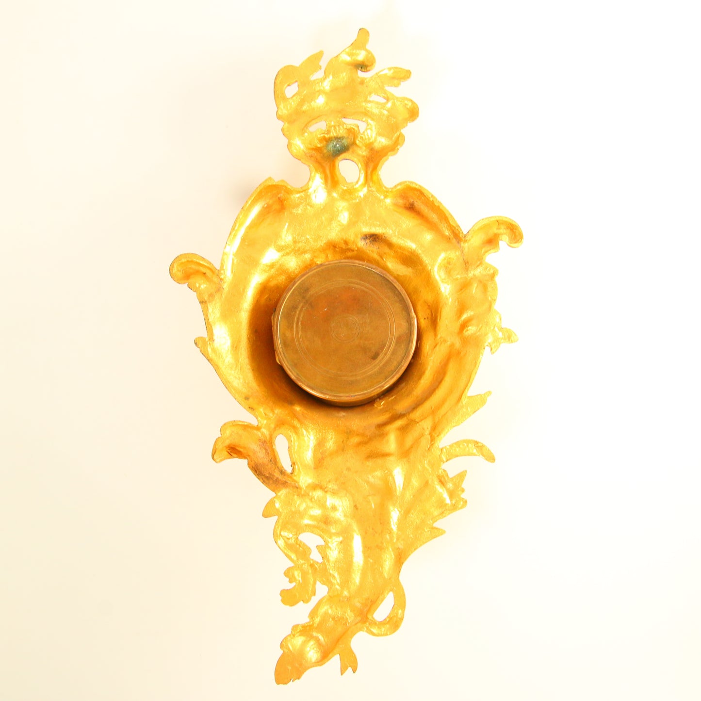 Antique 8 Day French Wall Clock Miniature Cartel Gold Clock Gilt Bronze Cherub