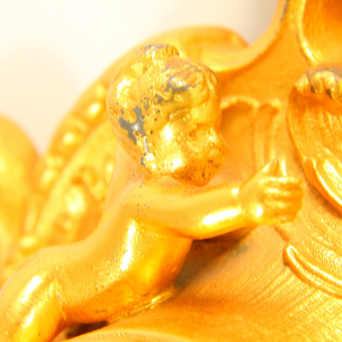 Antique 8 Day French Wall Clock Miniature Cartel Gold Clock Gilt Bronze Cherub