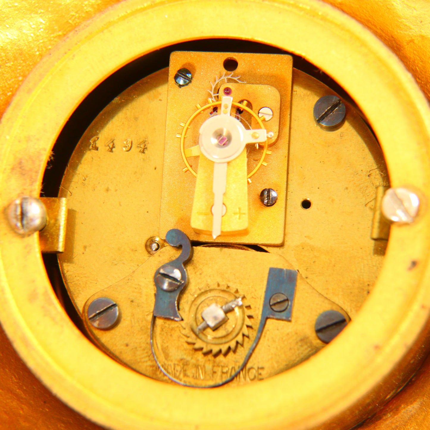 Antique 8 Day French Wall Clock Miniature Cartel Gold Clock Gilt Bronze Cherub