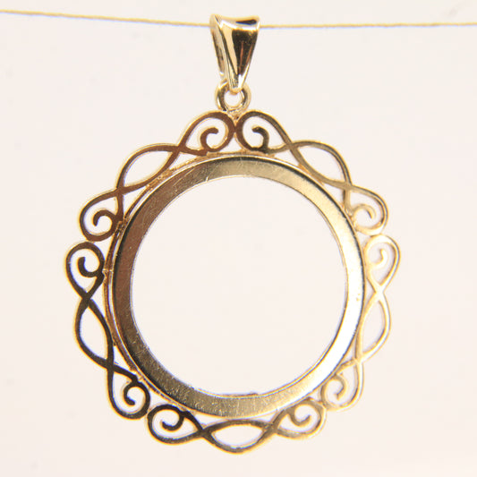 Vintage 9ct Hallmarked Yellow Gold Full Sovereign Coin Mount Pendant Frame