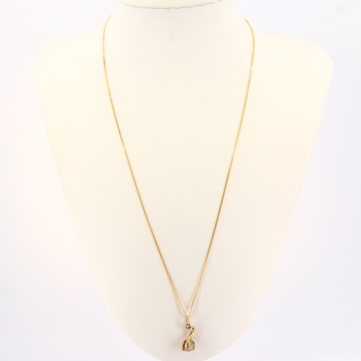 Vintage 9ct 20 inch Claw Charm Pendant Necklace 9 Carat Yellow Gold Hallmarked Chain Boxed