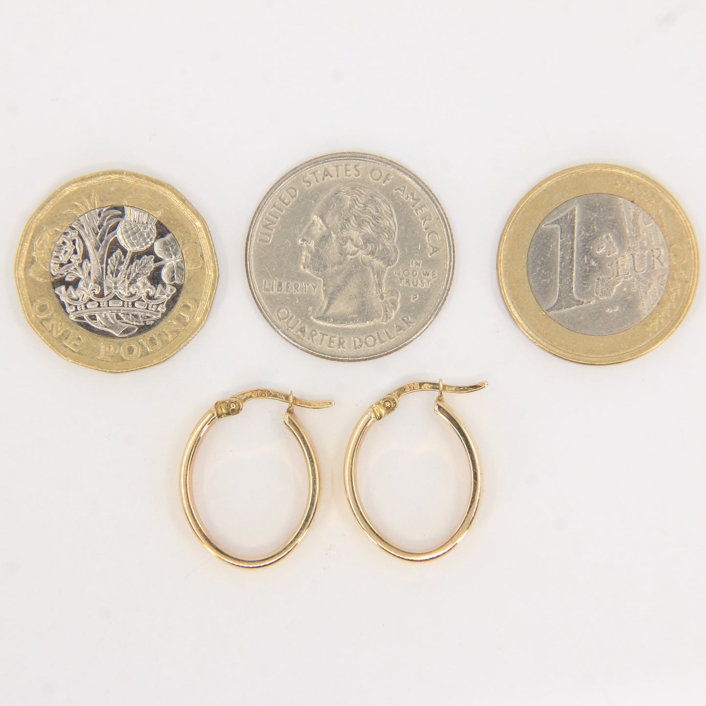 Vintage 9ct Gold Hoop Earrings Oval Lightweight Yellow Gold Boxed Gift