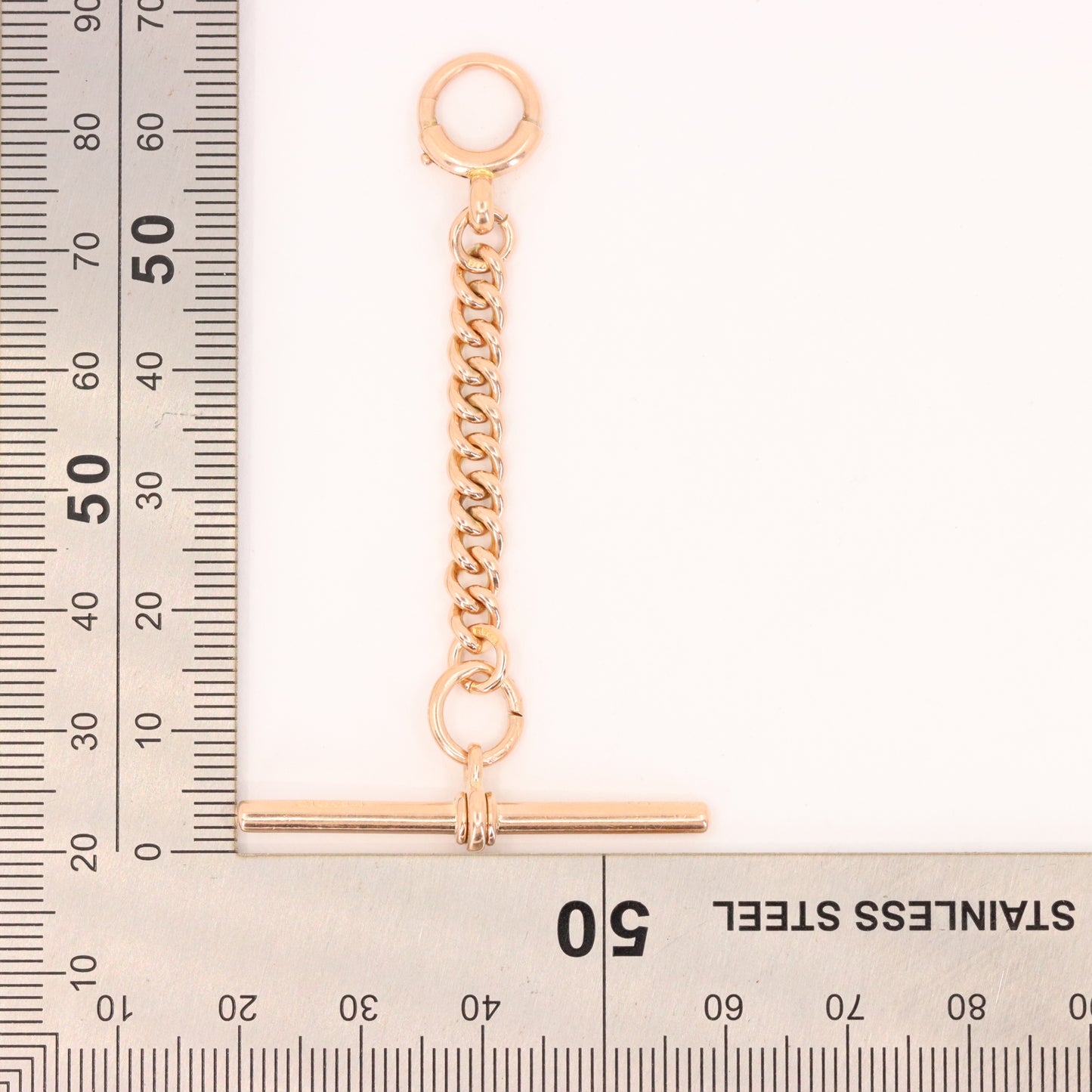 Antique 9ct Hallmarked Gold 2.6 Inch Albert Chain Extension T Bar Spring Clip
