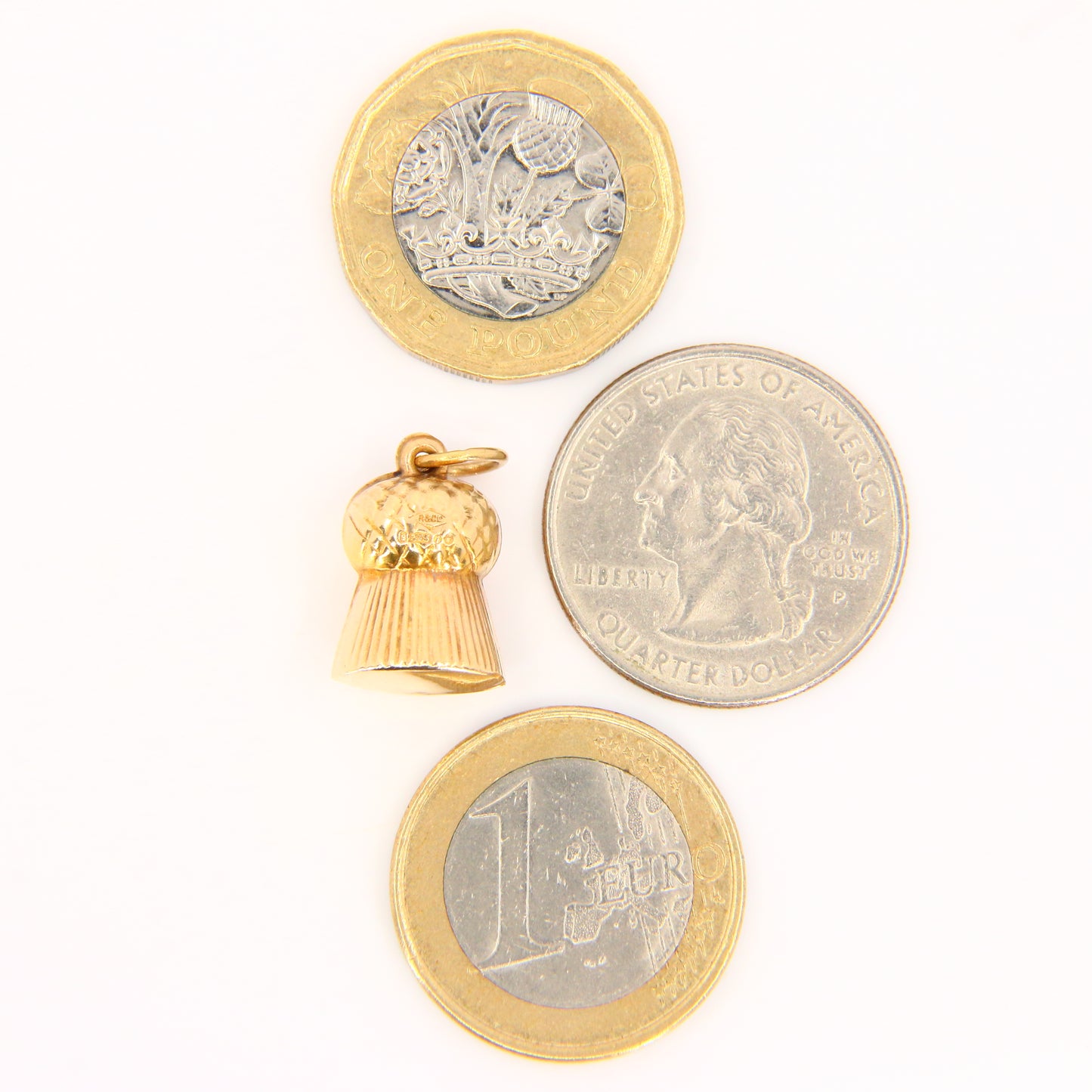 Vintage 9ct Scottish Thistle Hollow Charm Hallmarked Yellow Gold Pendant Gift