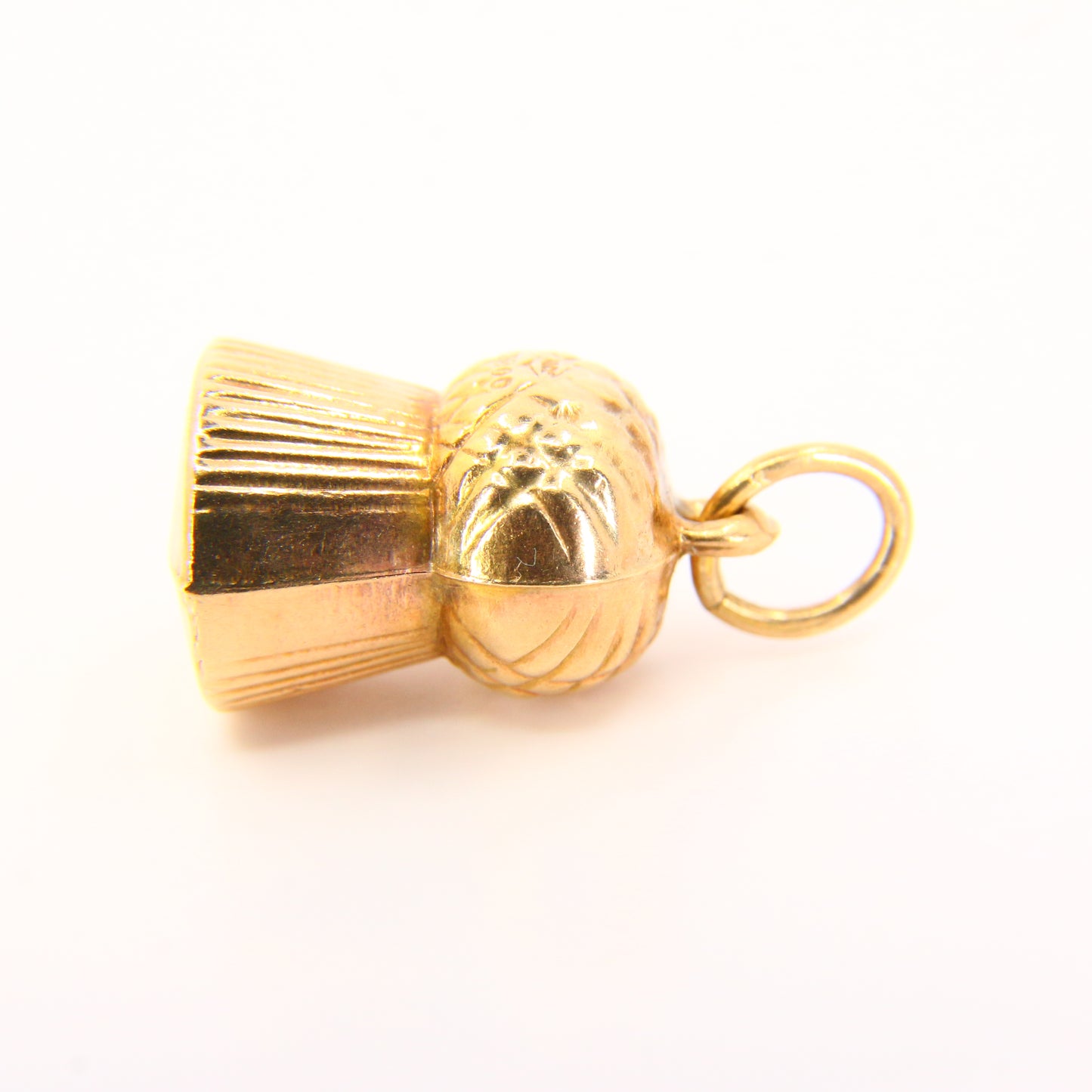 Vintage 9ct Scottish Thistle Hollow Charm Hallmarked Yellow Gold Pendant Gift