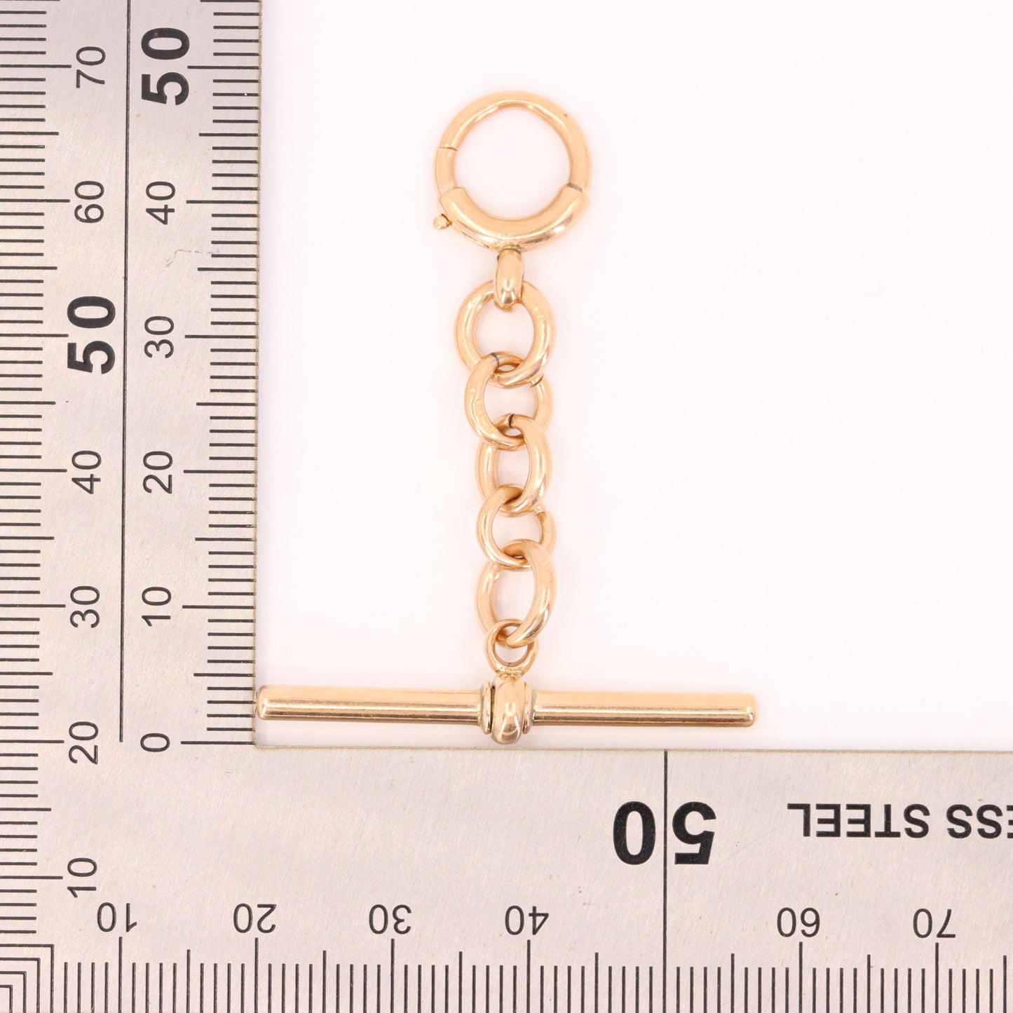 Antique 9ct Hallmarked Rose Gold 2 Inch Albert Chain Extension T Bar Spring Clip