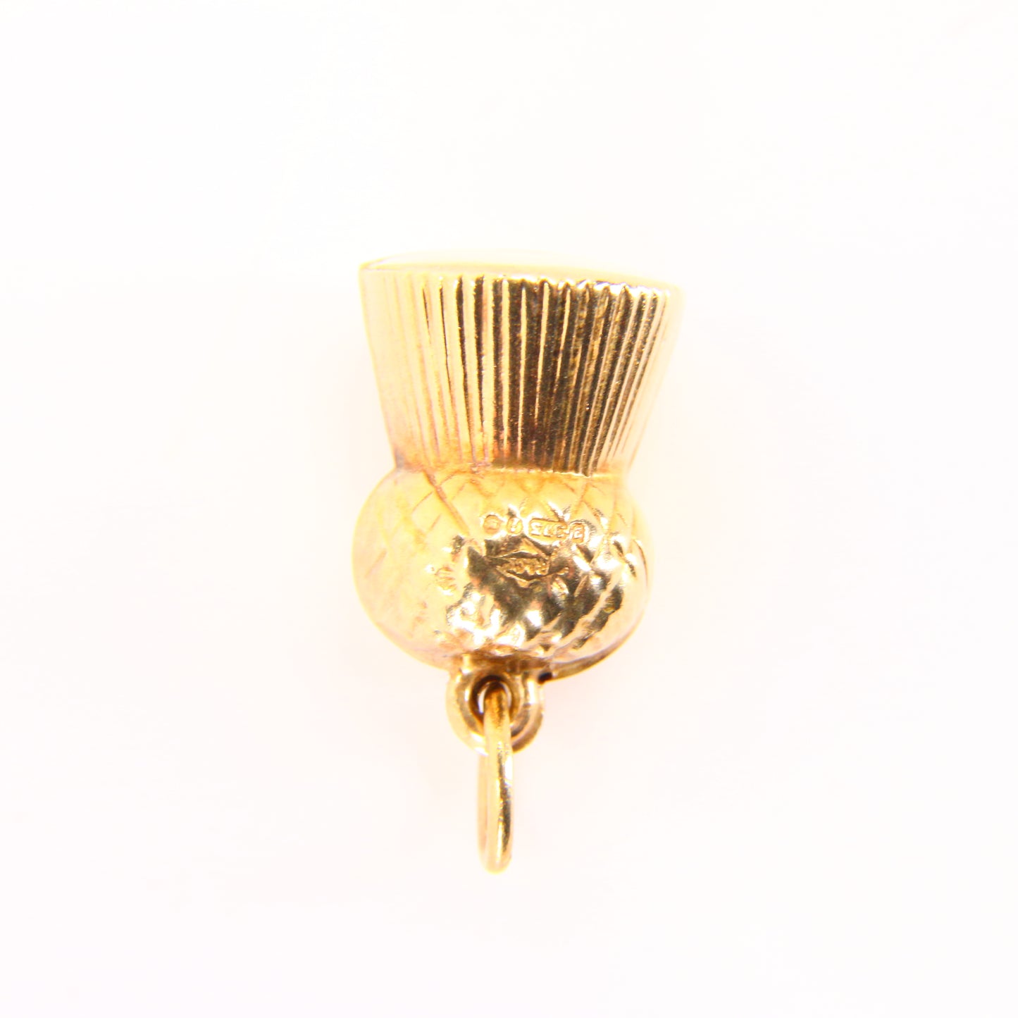 Vintage 9ct Scottish Thistle Hollow Charm Hallmarked Yellow Gold Pendant Gift