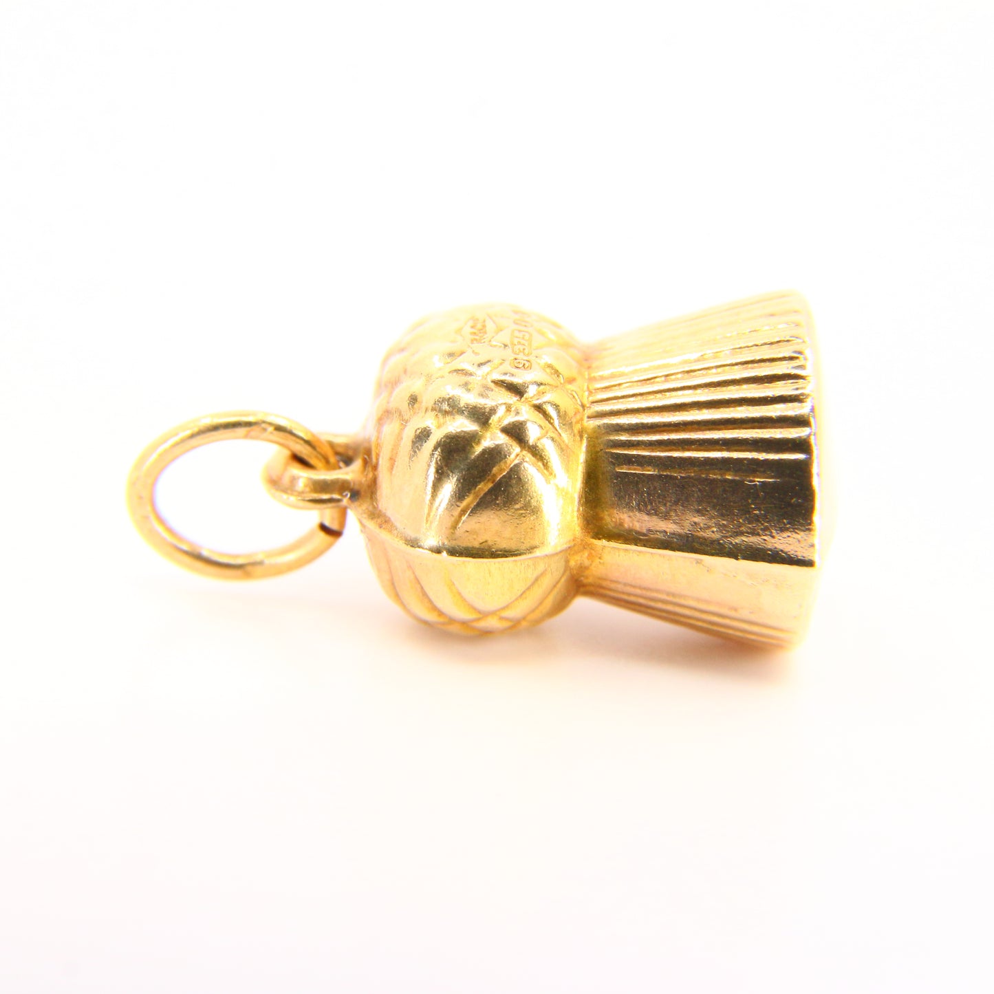 Vintage 9ct Scottish Thistle Hollow Charm Hallmarked Yellow Gold Pendant Gift