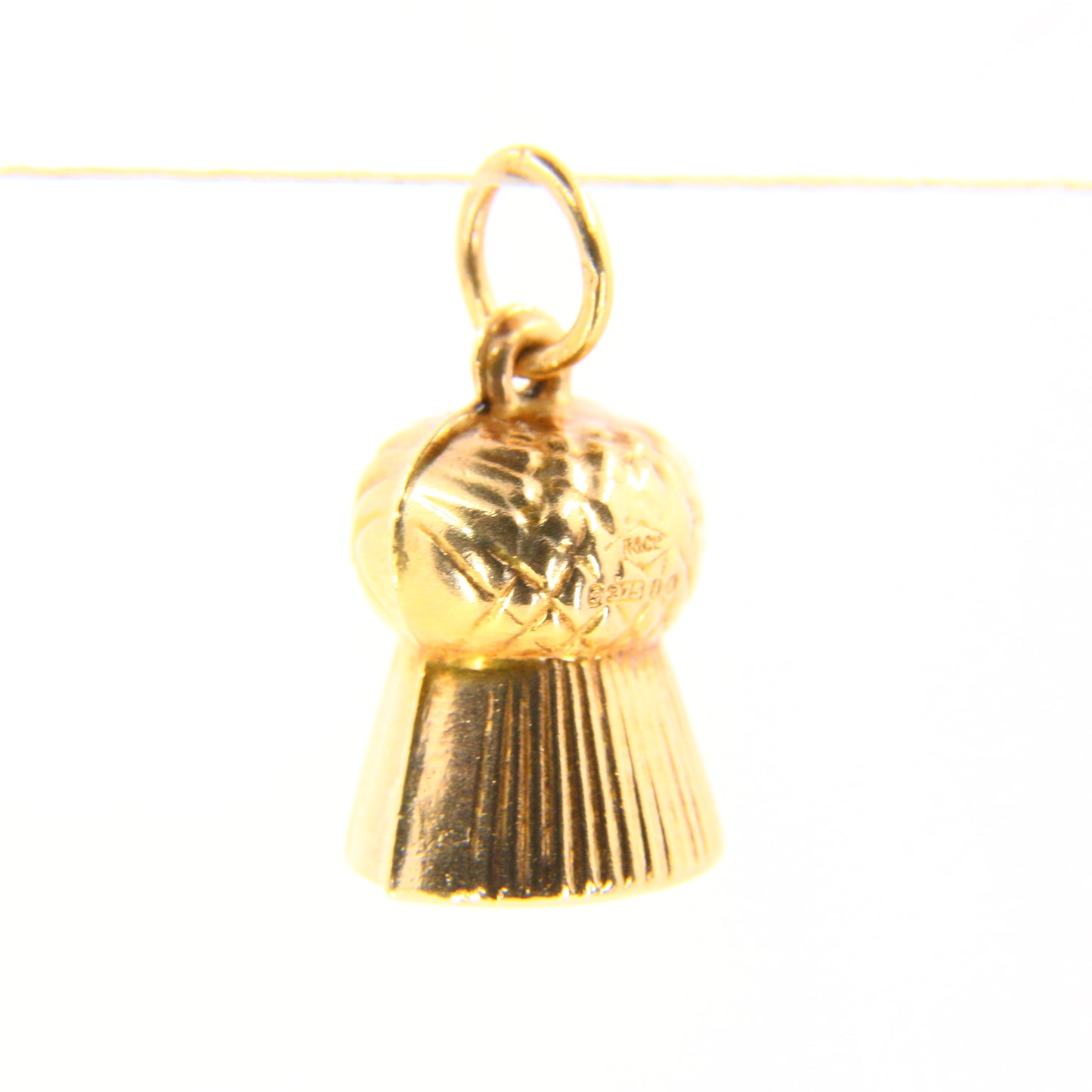Vintage 9ct Scottish Thistle Hollow Charm Hallmarked Yellow Gold Pendant Gift