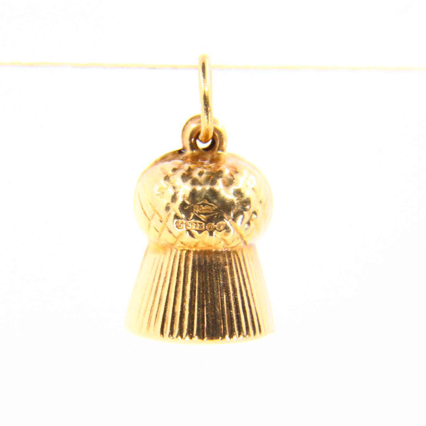 Vintage 9ct Scottish Thistle Hollow Charm Hallmarked Yellow Gold Pendant Gift