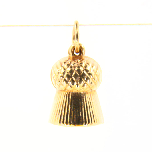 Vintage 9ct Scottish Thistle Hollow Charm Hallmarked Yellow Gold Pendant Gift