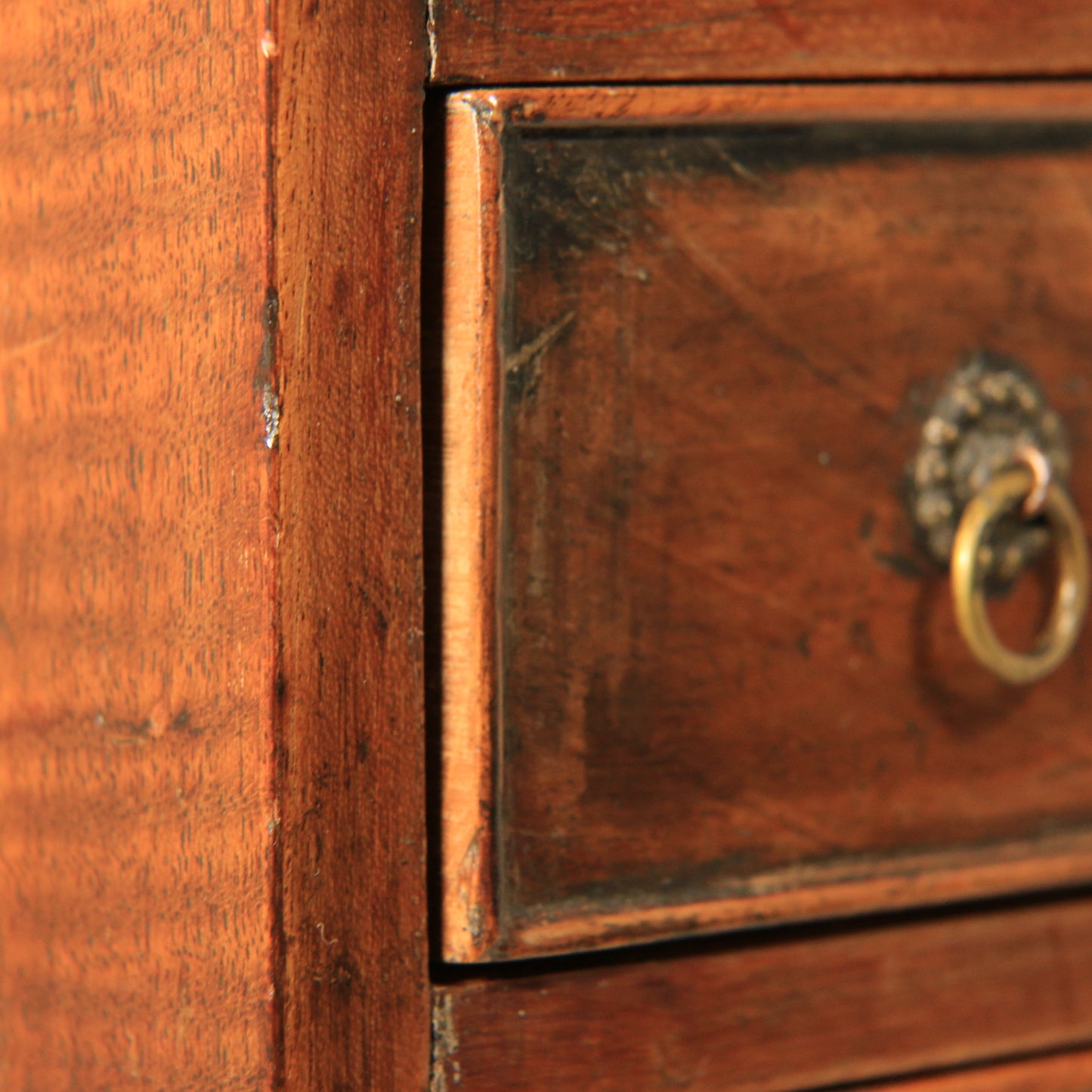 Antique 19th Century Apprentice Made Table Top Chest of Drawers Brass Handles