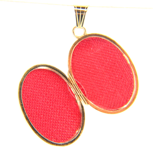 Vintage 9ct Gold & Diamond Photo Detailed Locket Pendant Hallmarked Yellow Gold