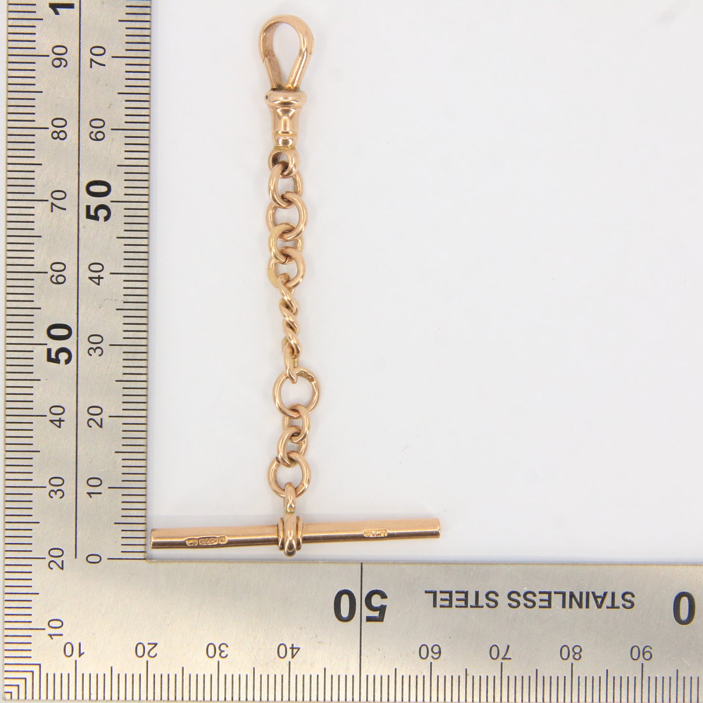 Antique 9ct Gold Hallmarked T-Bar Pendant Necklace Extender 3" Part Albert Chain