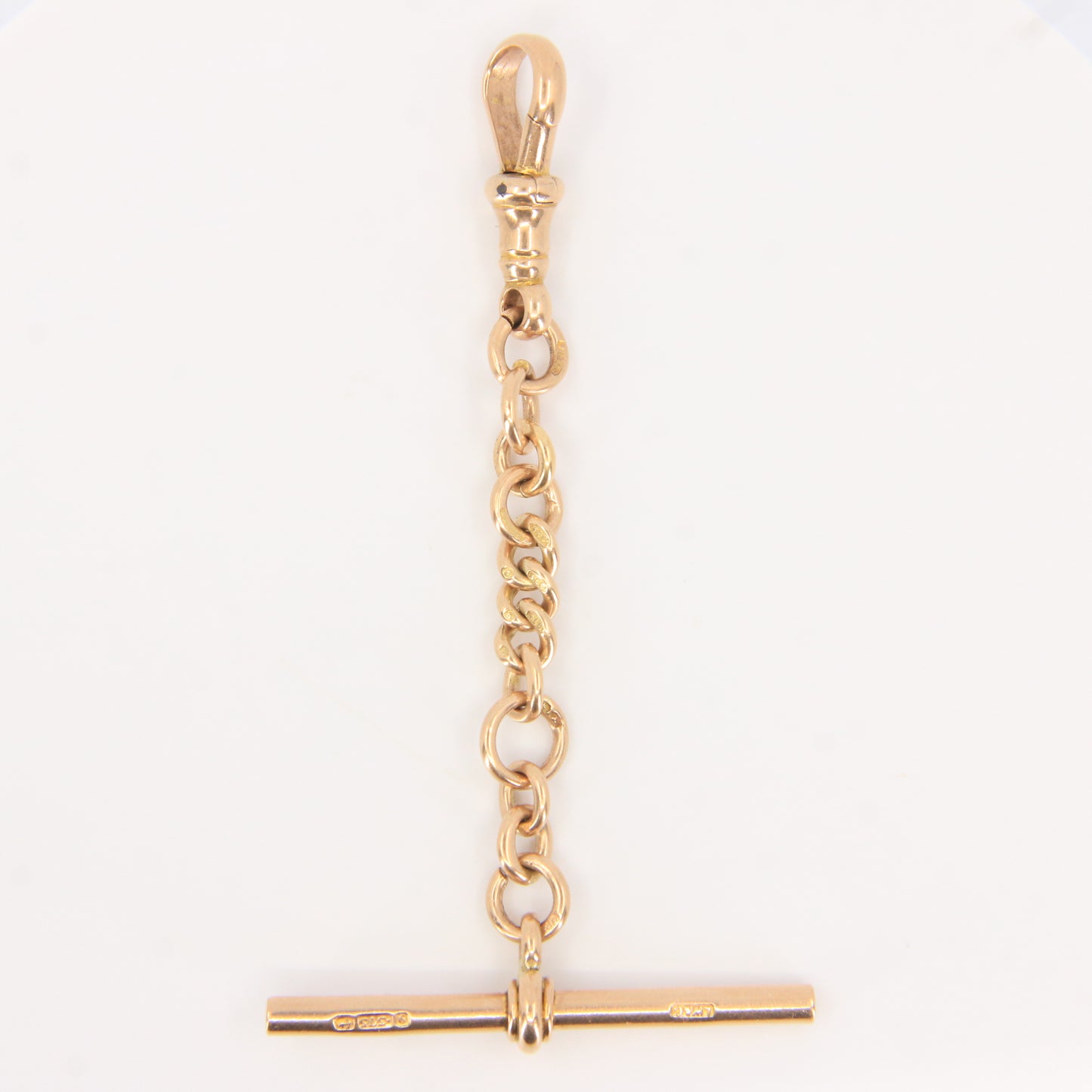 Antique 9ct Gold Hallmarked T-Bar Pendant Necklace Extender 3" Part Albert Chain